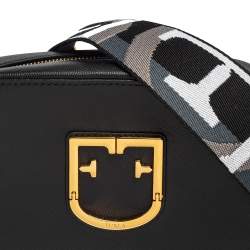 Pre Owned Furla Black Textured Leather Mini Brava Crossbody Bag