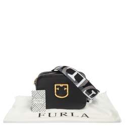 Pre Owned Furla Black Textured Leather Mini Brava Crossbody Bag