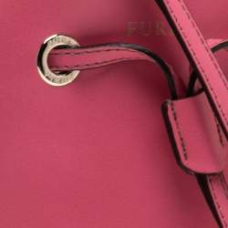 Pre Owned Furla Pink Leather Mini Stacy Bucket Bag