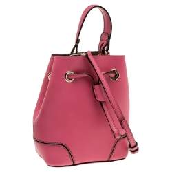 Pre Owned Furla Pink Leather Mini Stacy Bucket Bag