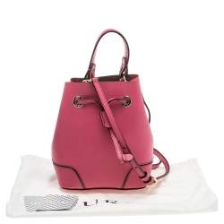 Pre Owned Furla Pink Leather Mini Stacy Bucket Bag