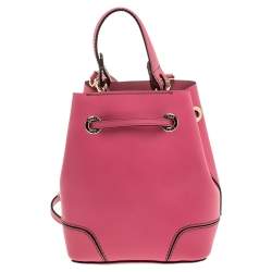 Pre Owned Furla Pink Leather Mini Stacy Bucket Bag