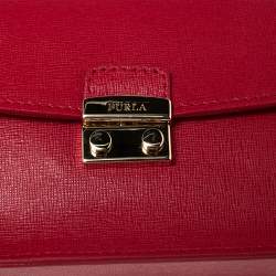 مملوكة مسبقًا حقيبة كتف فورلا سلسلة متروبوليس جلد أحمر