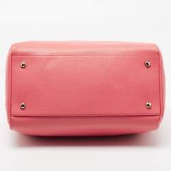 Pre Owned Furla Pink Leather Medium Boston Bag
