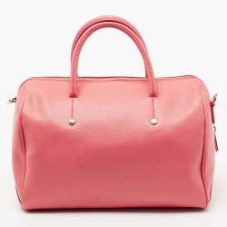 Pre Owned Furla Pink Leather Medium Boston Bag