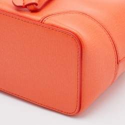 Pre Owned Furla Orange Leather Mini Stacy Bucket Bag