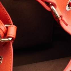 Pre Owned Furla Orange Leather Mini Stacy Bucket Bag