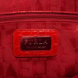 Pre Owned Furla Red Croc Embossed Leather Tote