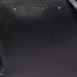 Pre Owned Furla Black Leather Janine Clutch Bag
