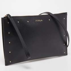 Pre Owned Furla Black Leather Janine Clutch Bag