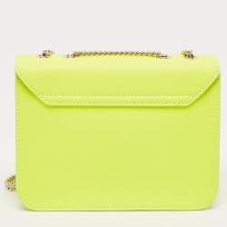 Pre Owned Furla Neon Green Leather Mini Bella Crossbody Bag