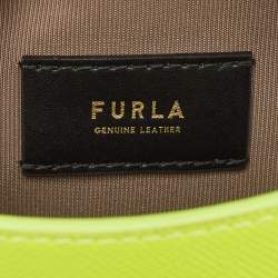 Pre Owned Furla Neon Green Leather Mini Bella Crossbody Bag