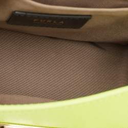 Pre Owned Furla Neon Green Leather Mini Bella Crossbody Bag