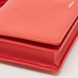 Pre Owned Furla Red Leather Incanto Flap Clutch Bag