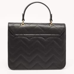 Pre Owned Furla Black Quilted Leather Bella Top Handle Bag