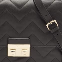 Pre Owned Furla Black Quilted Leather Bella Top Handle Bag