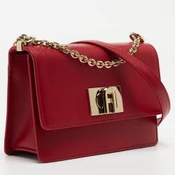 Pre Owned Furla Red Leather Mini 1927 Crossbody Bag