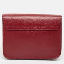 مملوكة مسبقًا Furla Dark Red Leather Mini Metropolis Crossbody Bag