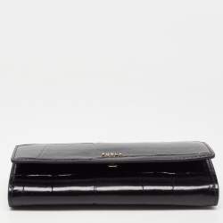 Pre Owned Furla Black Croc Embossed Leather Continental Wallet