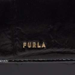 Pre Owned Furla Black Croc Embossed Leather Continental Wallet