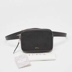 Pre Owned Furla Black Leather Babylon Belt Bag