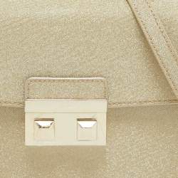 Furla Gold Glitter Tessuto Fabric Mini Bella Top Handle Bag