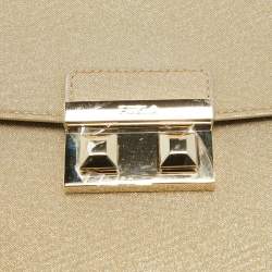 Furla Gold Glitter Tessuto Fabric Mini Bella Top Handle Bag
