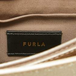 Furla Gold Glitter Tessuto Fabric Mini Bella Top Handle Bag