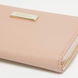 Furla Pink Leather Zip Around Key Case