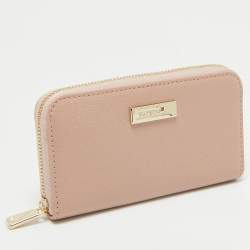 Furla Pink Leather Zip Around Key Case