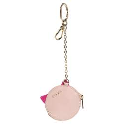 Pre Owned Furla Pink Leather Cat Face Bag Charm