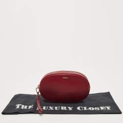 Pre Owned Furla Red Leather Electra L Cosmetic Pouch