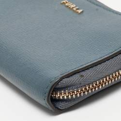 Furla Blue Leather Babylon Zip Around Key Case