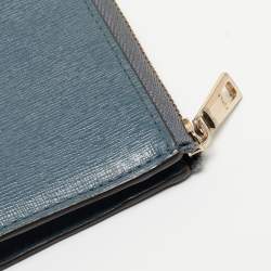 Furla Blue Leather Babylon Zip Around Key Case