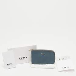 Furla Blue Leather Babylon Zip Around Key Case