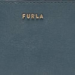 Furla Blue Leather Babylon Zip Around Key Case