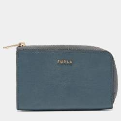 Furla Blue Leather Babylon Zip Around Key Case