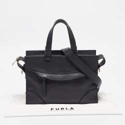 Pre Owned Furla Black Leather Meraviglia Tote