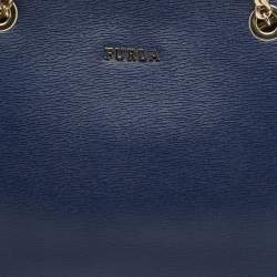 Pre Owned Furla Blue Leather Julia Tote