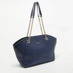 Pre Owned Furla Blue Leather Julia Tote