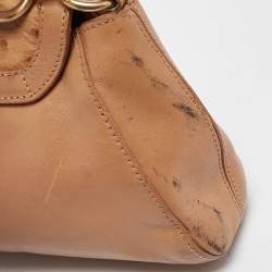 Furla Beige Suede, Ostrich Embossed and Leather Buckle Flap Hobo