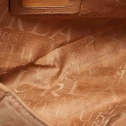 Furla Beige Suede, Ostrich Embossed and Leather Buckle Flap Hobo