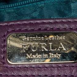 Furla Purple Leather Zip Shopper Tote