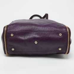 Furla Purple Leather Zip Shopper Tote