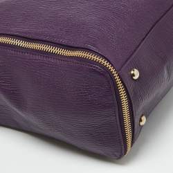 Furla Purple Leather Zip Shopper Tote