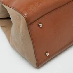 Pre Owned Furla Brown/Beige Leather Tote