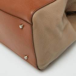 Pre Owned Furla Brown/Beige Leather Tote