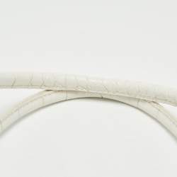 Furla White Croc Embossed Leather Turnlock Tote