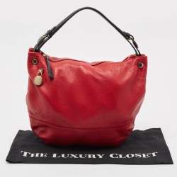 Furla Red/Black Leather Zip Hobo
