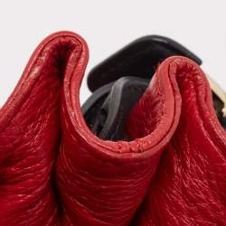 Furla Red/Black Leather Zip Hobo